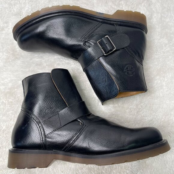 Dr. Martens Men's Black Leather Rocco Ankle Boot Buckle Shoes Size 12M - Picture 3 of 13